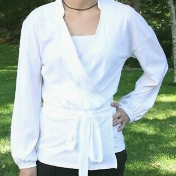 J.Crew White wrap long sleeve top size S - Picture 1 of 8